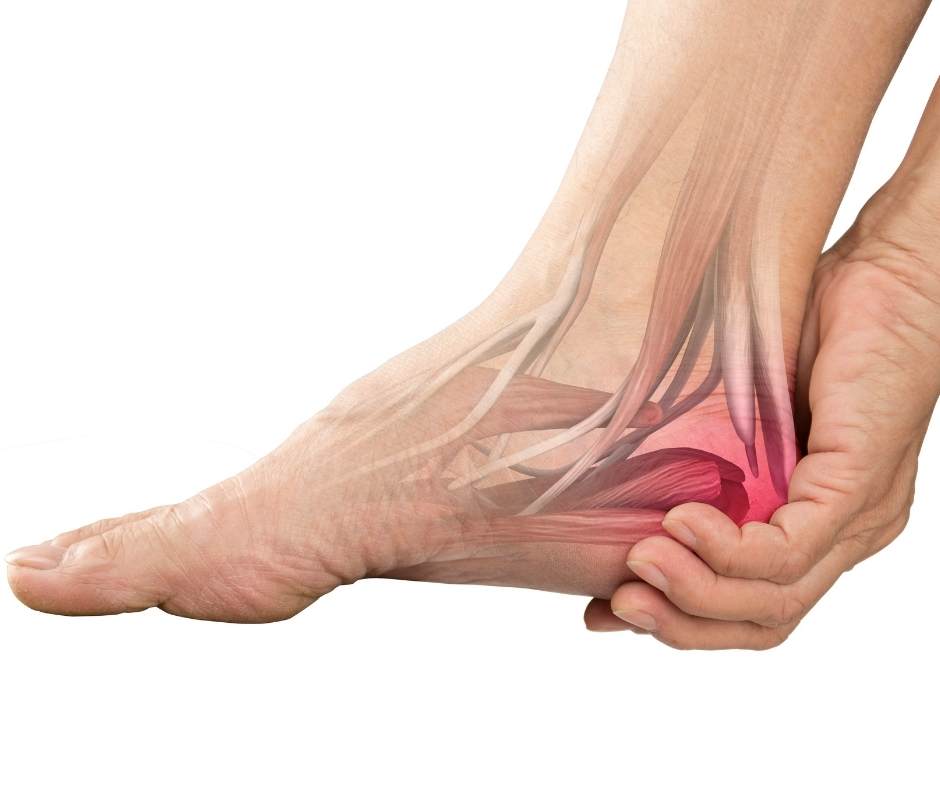 A person's foot with pain on it.